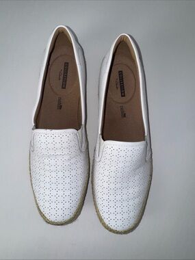 Clarks White Perforated Slip-On Loafers